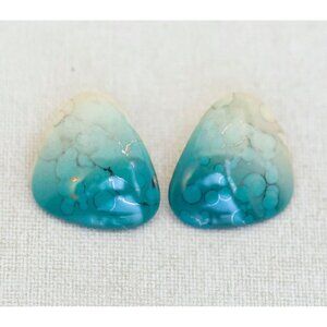 Vintage Ceramic Teal Stud Earrings - J1